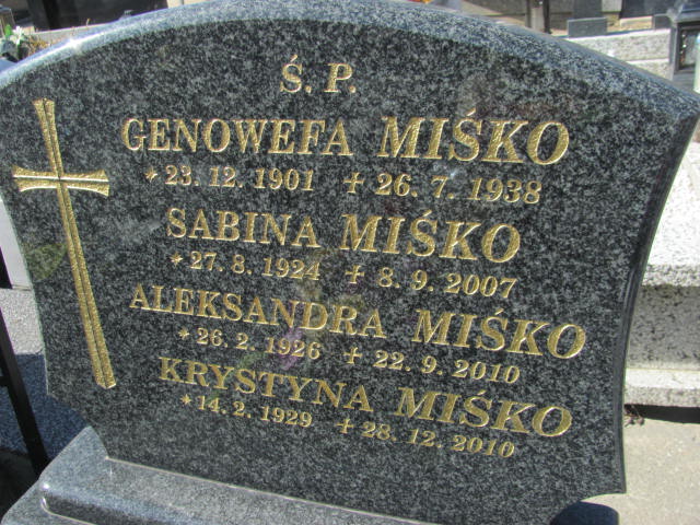 Genowefa Miśko 1901 Szczyrk - Grobonet - Wyszukiwarka osób pochowanych